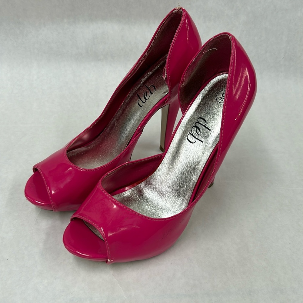 Deb brand pink peep toe pump women’s size 9 hot pink
